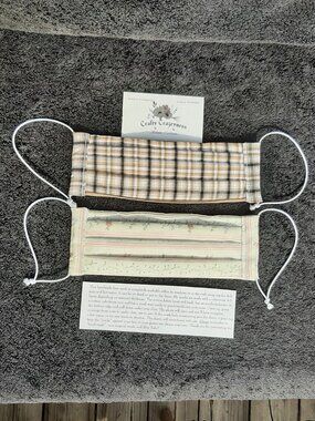 Handmade Face Masks (2) Polyester/Cotton Triple-Layer Washable